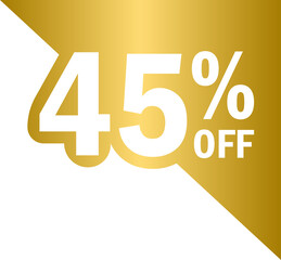 Golden corner 45 percent off discount tags, gold corner discount tag banners and discount labels	
