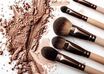 top view cosmetic brushes