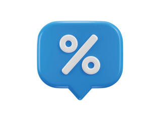 3d message bubble with percent sign 3d rendering vector illustration