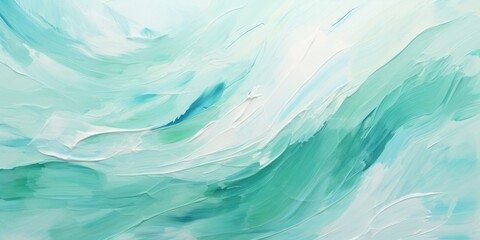 Fototapeta na wymiar Abstract mint oil paint brushstrokes texture pattern contemporary painting wallpaper background