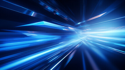 Blue abstract future technology line background and light effect material, generative AI