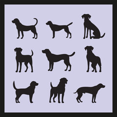 Max dog silhouette set Clipart on a hex color background