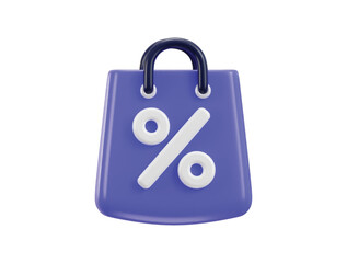 shopping beg with discount sign concept of online shopping icon 3d rendering vector illustration