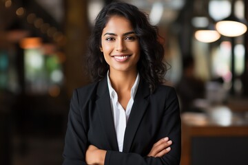 Fototapeta premium Smiling Indian Business Woman A Picture of Confidence and Success