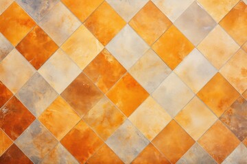 Abstract orange colored traditional motif tiles wallpaper floor texture background