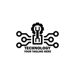 Abstract Initial Logo. Black color isolated on White Background. Technology Branding Logos. Flat Vector Logo Design Template Element icon.