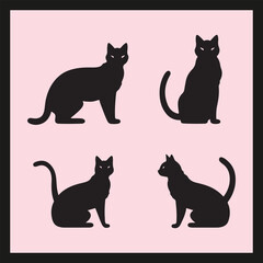 Obraz premium Milo cat silhouette set Clipart on a hex color background
