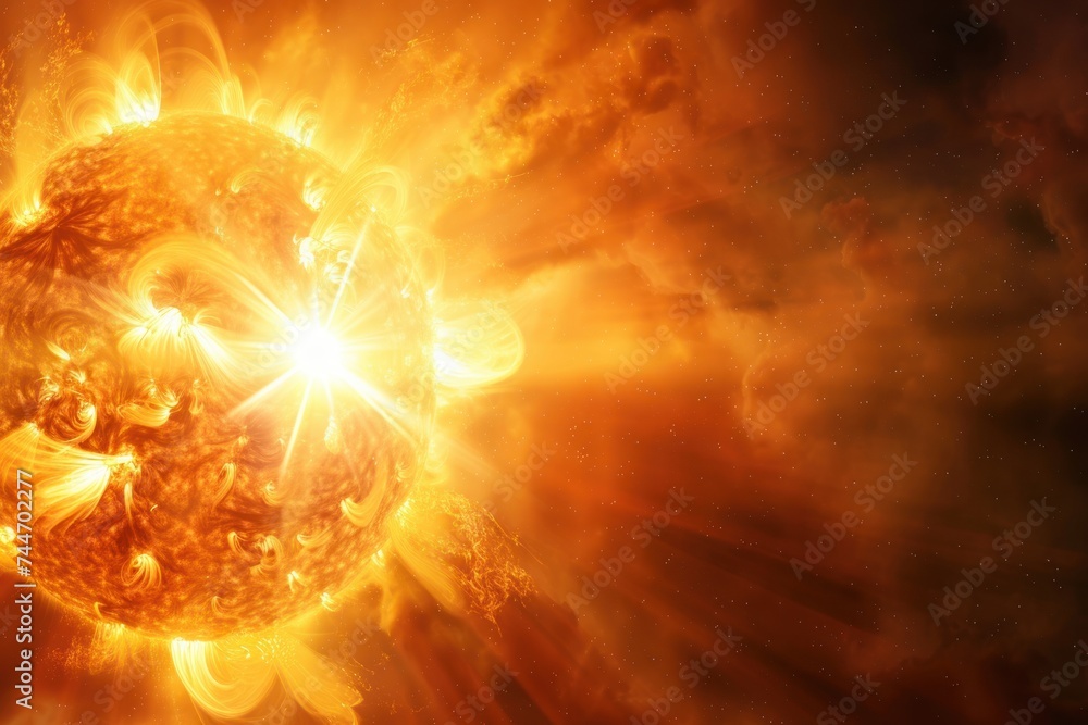 Aufkleber a solar flare erupting from the suns surface capturing the dynamic and powerful nature of our closes