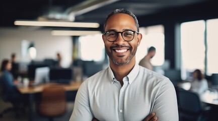 Confident American IT Manager at Modern Office