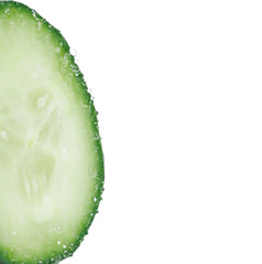 Cucumber slice macro isolated on the white background