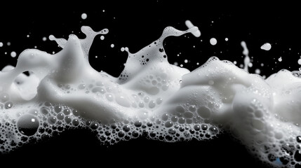 Soap foam, lather isolated on black, with clipping path, texture and background - obrazy, fototapety, plakaty
