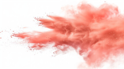 Transparent PNG available Red chalk pieces and dust flying, effect explode isolated on white - obrazy, fototapety, plakaty