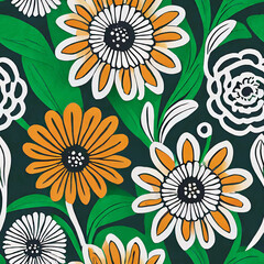 Fototapeta na wymiar seamless floral pattern, vector, minimal, illustration