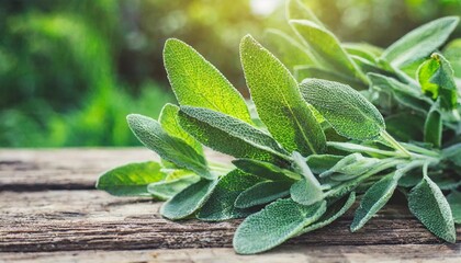 fresh green sage leaves texture for background summer aromatic plants - obrazy, fototapety, plakaty