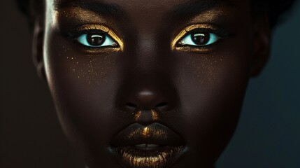Bold makeup African woman portrait. 