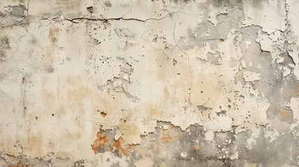 Obraz premium Vintage concrete wall with a clean, polished surface and natural cream color, featuring a rough, cracked pattern reminiscent of antique construction work.