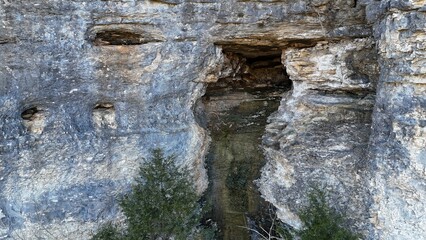 Cave entrance in the bluff line