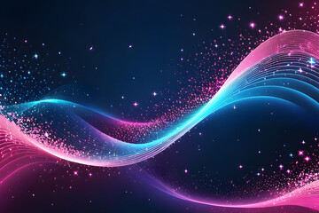 pink purple blue Vibrant Neon Waves abstract background. Flickering particles with bokeh effect, Pink and Blue Particle Wave Abstract Background, generative AI