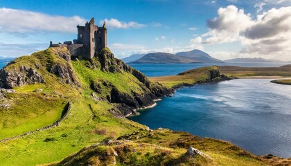 Fototapeta na wymiar dyrholaey castle isle of skye scotland a viewpoint from bray head on valentia island in the ring of kerry in the southwest coast of generated
