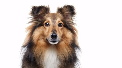Fototapeta premium A pristine shetland canine captured against a blank backdrop.