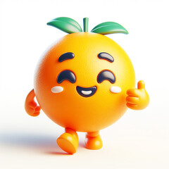 3D orange funny cartoon. Agriculture and healthy food. AI generated