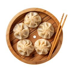 Dumplings with chopsticks isolated on transparent or white background, png