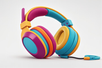 vibrant colors retro headphones
