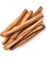 Pure Sandalwood Sticks Top View Isolated on White