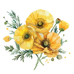 Beautiful Bouquet Composition With Watercolor Yellow