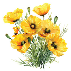 Beautiful Bouquet Composition With Watercolor Yellow