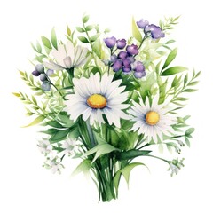 Tranquil Lavender and Chamomile Watercolor Clipart