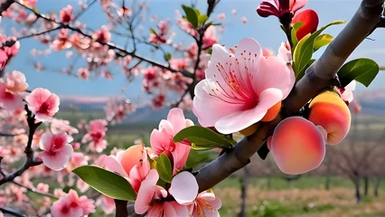 Gordijnen Pink, blossom, peach, flowers, peach blossom, peach tree, peach tree blossom, pink magnolia flowers © Every