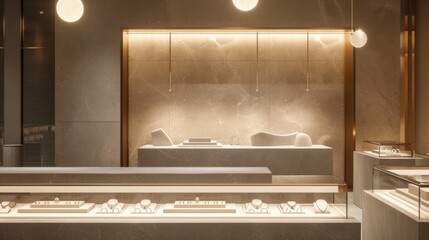 jewelry store interior, sale, consumerism, shopping and background concept - obrazy, fototapety, plakaty