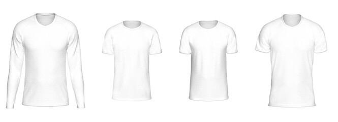 Mockup Template Jersey Football T Shirt Soccer Front Facing View on transparent background cutout with 8 Different Style for artwork graphic design. 3D Rendering.