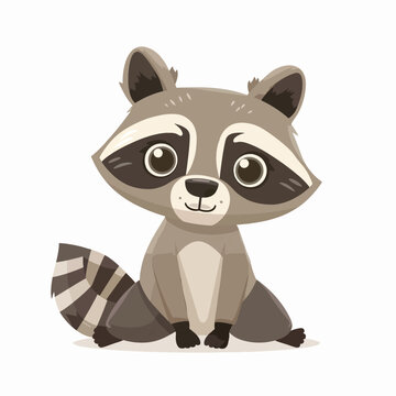 Cartoon Raccoon. Flat Vector Illustration 