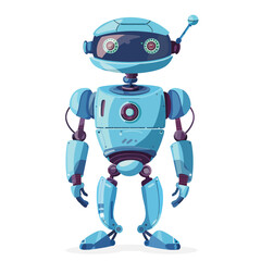 Obraz na płótnie Canvas Cute Flat Vector Character. Blue Futuristic Robot