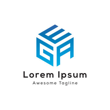 letter ega cube shape logo design