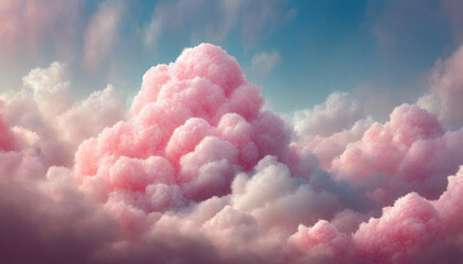 Fluffy pink cotton candy cloud background, airy and dreamy, perfect for whimsical concepts