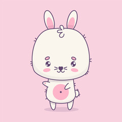 Cute bunny animal kawaii. Vector illustration. Kids collection