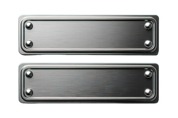 blank rectangle metal plate isolated on transparent background ,silver signboard png, generative ai