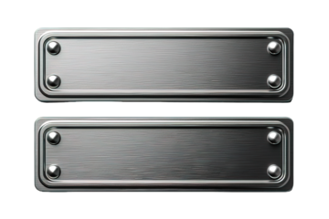 blank rectangle metal plate isolated on transparent background ,silver signboard png, generative ai