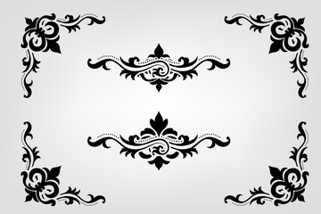 Text separator Baroque decoratice divider book typography ornament design elements vintage dividing shapes Border illustration