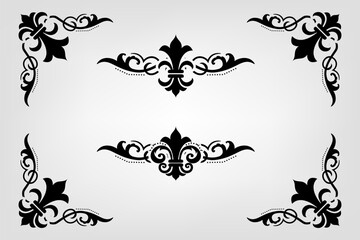 Text separator Baroque decoratice divider book typography ornament design elements vintage dividing shapes Border illustration