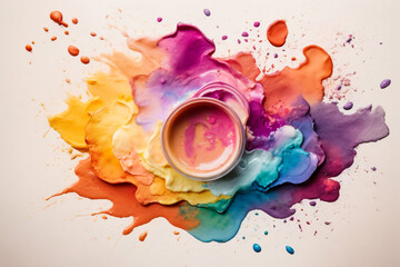 Rainbow coloured watercolour splatter design background
 - obrazy, fototapety, plakaty