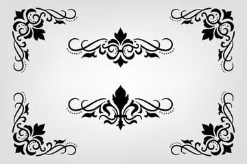 Text separator Baroque decoratice divider book typography ornament design elements vintage dividing shapes Border illustration