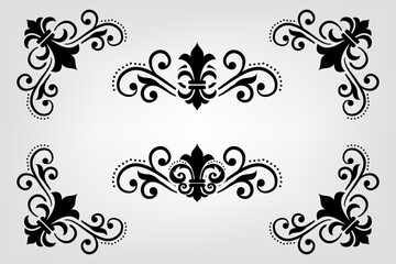 Text separator Baroque decoratice divider book typography ornament design elements vintage dividing shapes Border illustration