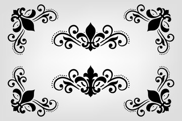 Text separator Baroque decoratice divider book typography ornament design elements vintage dividing shapes Border illustration