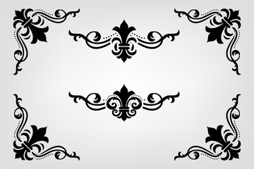 Text separator Baroque decoratice divider book typography ornament design elements vintage dividing shapes Border illustration