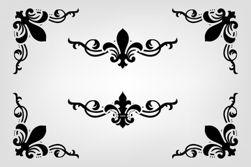 Text separator Baroque decoratice divider book typography ornament design elements vintage dividing shapes Border illustration