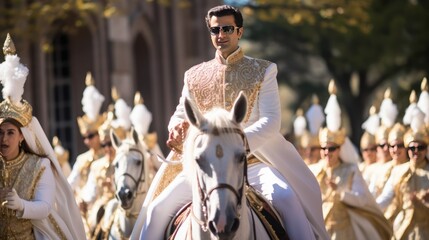 Majestic Groom's Baraat A Grand Procession on a White Horse